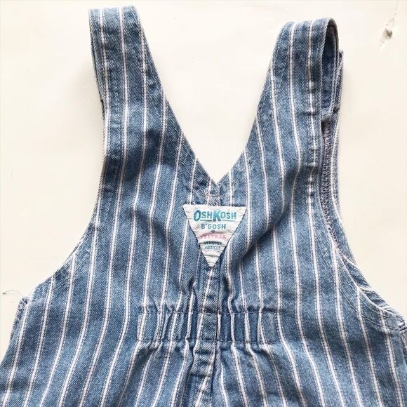 Vintage Oshkosh stripe denim overalls vestbak 18m - Picture 6 of 8
